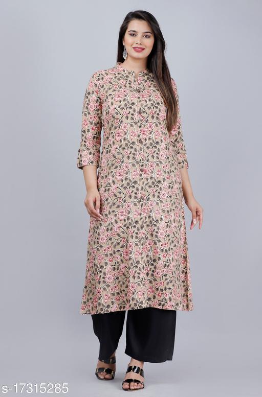 Women Rayon A-line Printed Long Kurti With Palazzos