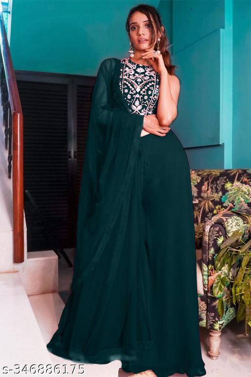 Women Crop Top Palazzo Dupatta Set - amamestyle