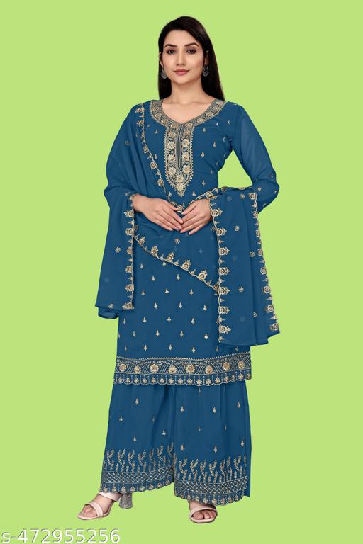Majestic Weaves: Kurti Sharara Dupatta Combo