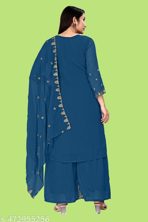 Majestic Weaves: Kurti Sharara Dupatta Combo - amamestyle