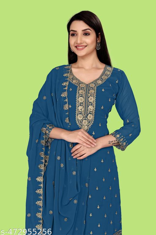 Majestic Weaves: Kurti Sharara Dupatta Combo - amamestyle