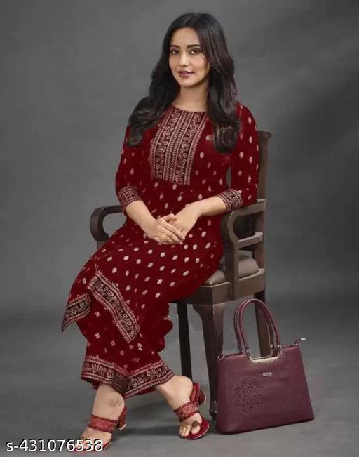 women viscose rayon kurta palazzo set