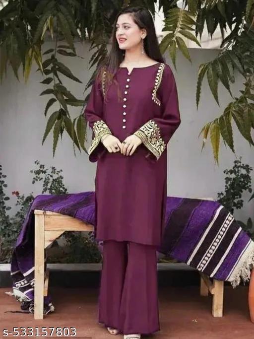 vine  embroidfull sleeve Long Pakistani kurta with palzKurta Fabric : Rayon