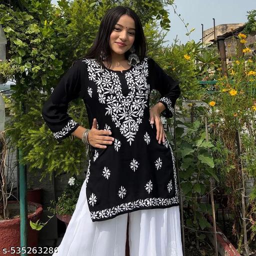 Insha Chikankari Short Rayon Kurti