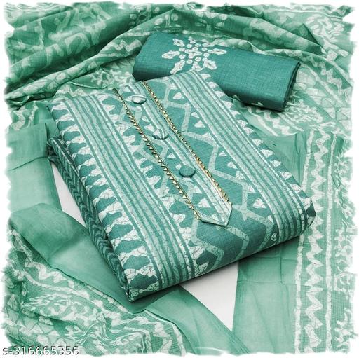 Women's Trendy Cotton Printed Unstitched Salwar Suit Material Trending Suit - amamestyle