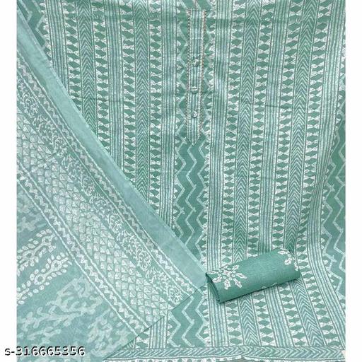 Women's Trendy Cotton Printed Unstitched Salwar Suit Material Trending Suit - amamestyle