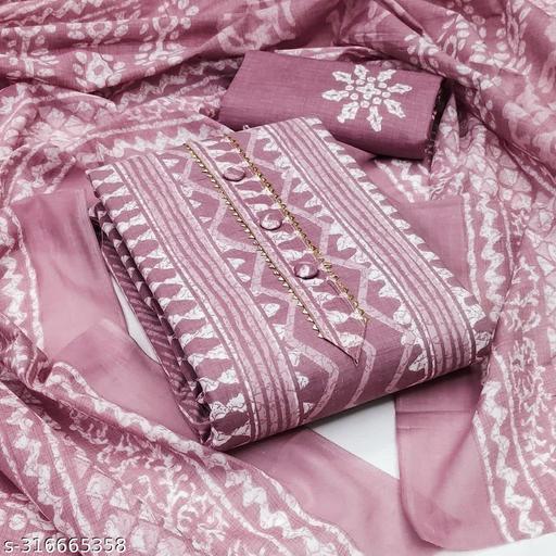 Women's Trendy Cotton Printed Unstitched Salwar Suit Material/Trending Suit - amamestyle
