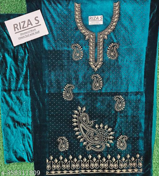 Velvet Suit Dress Material,Unstitched Velvet Kurta,Churidar Material Embellished,Semi Stitched  Velvet Salwar Suit Material Solid,suits material for girls,best cotton suits material. - amamestyle