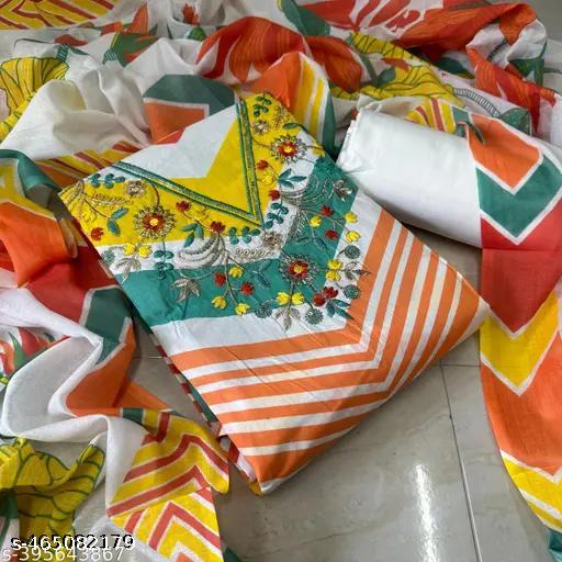 Multi Print Trending Suit With Pure Cotton And Cotton Dupatta And Dress Material - amamestyle