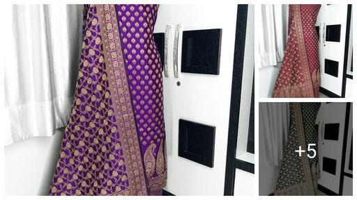 Women's Purple Woven Design Zari Woven Silk Suits & Dress Materials