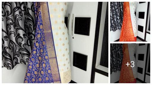 Banarasi Fancy Off White Top With Contrast Dupatta & Salwar