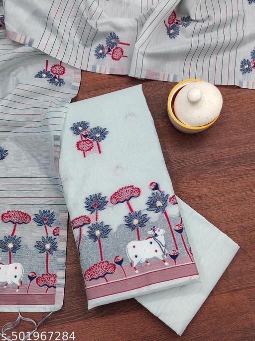 Women's Banarasi Patola Silk Unstitched Dress Material With Dupatta - amamestyle