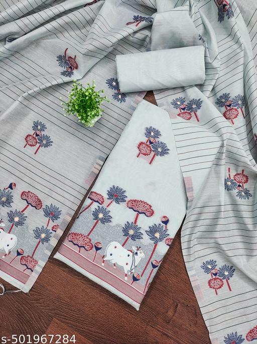 Women's Banarasi Patola Silk Unstitched Dress Material With Dupatta - amamestyle