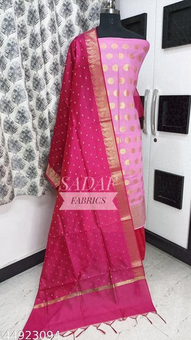 Banarasi Jacquard Zari Woven Suit With Zari Chunni Dupatta And Cotton Silk Salwar
