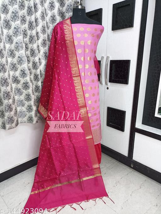 Banarasi Jacquard Zari Woven Suit With Zari Chunni Dupatta And Cotton Silk Salwar - amamestyle