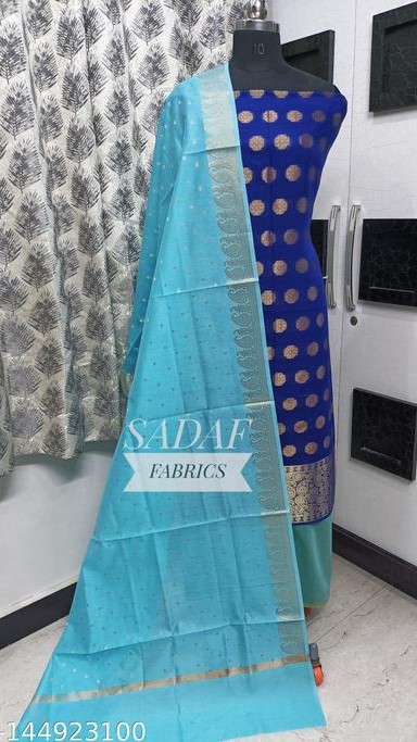 Banarasi Jacquard Zari Woven Suit With Zari Chunni Dupatta And Cotton Silk Salwar