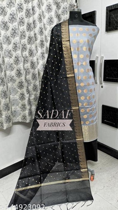 Banarasi Jacquard Zari Woven Suit With Zari Chunni Dupatta And Cotton Silk Salwar