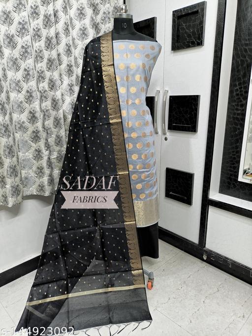 Banarasi Jacquard Zari Woven Suit With Zari Chunni Dupatta And Cotton Silk Salwar - amamestyle