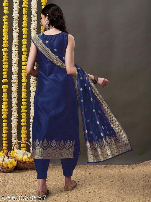 Party wear Jacquard Woven Silk Design Unstitched Banarasi Salwar Suits & Dress Materials - amamestyle