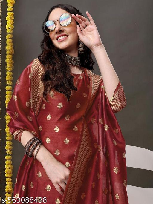 Party wear Jacquard Woven Silk Design Unstitched Banarasi Salwar Suits & Dress Materials - amamestyle