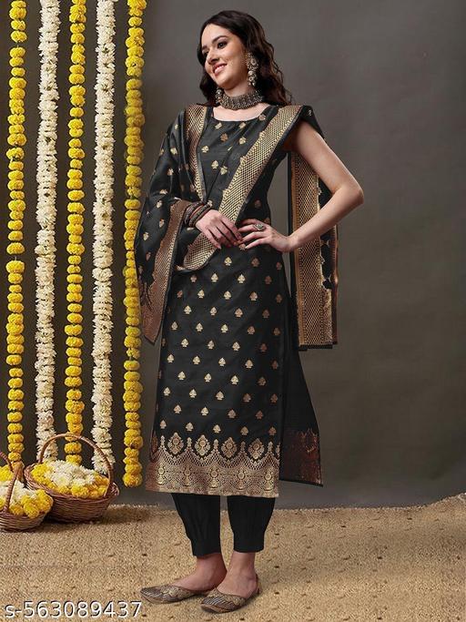 Party wear Jacquard Woven Silk Design Unstitched Banarasi Salwar Suits & Dress Materials - amamestyle