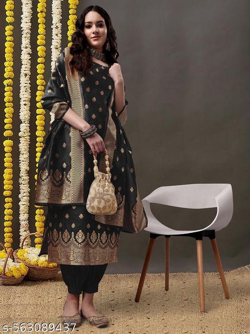 Party wear Jacquard Woven Silk Design Unstitched Banarasi Salwar Suits & Dress Materials - amamestyle