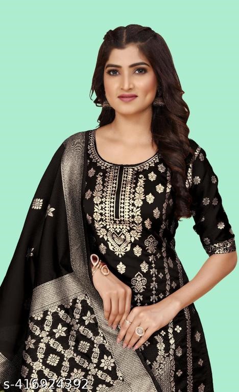 Women's Floral Zari Woven Banarasi Silk Suits & Dress Materials