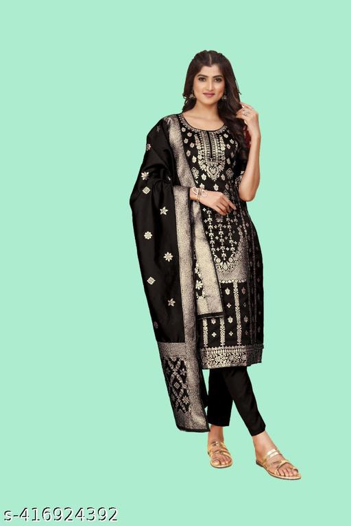 Women's Floral Zari Woven Banarasi Silk Suits & Dress Materials - amamestyle