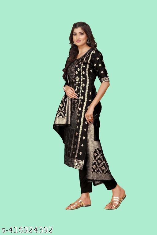 Women's Floral Zari Woven Banarasi Silk Suits & Dress Materials - amamestyle
