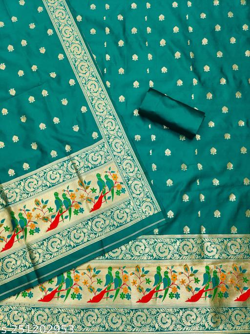 Women's Banarasi Silk Paithni Style Unstitched Dress Material - amamestyle