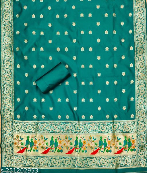 Women's Banarasi Silk Paithni Style Unstitched Dress Material - amamestyle