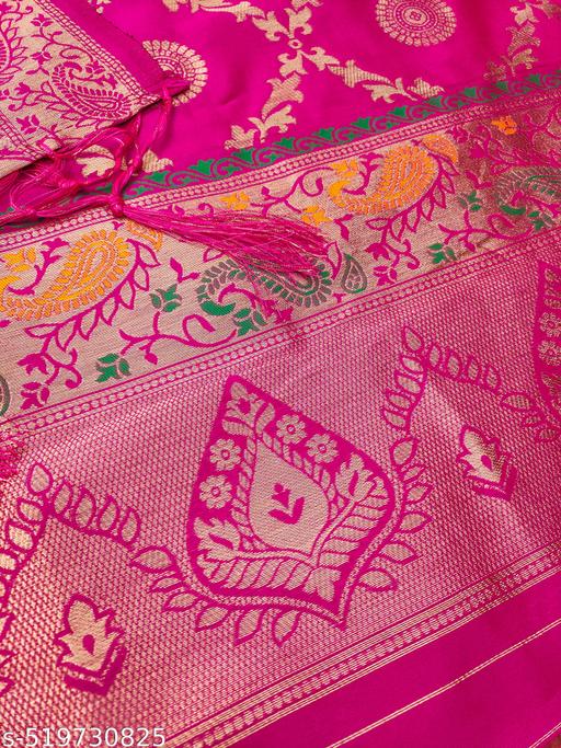 Pink zari weaving soft banarasi silk dress material - amamestyle