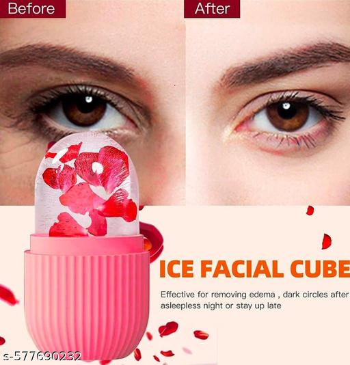 PACK OF -2 ICE  ROLLER FACE MASSAGER-PINK-PURPLE-Combo of Ice Face Roller Massager, Ice Cube Roller For Face, Eyes And Neck Naturally Conditioning And Skin, De-Puff Eye Bags, Reduce Migraine Pain, Reusable Massage Silicone Ice Mold (Pack of 2) - Abnlas Women’s Daily-Use Beauty & Self-Care
