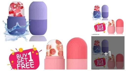 Combo of Ice Face Roller Massager, Ice Cube Roller For Face, Eyes And Neck Naturally Conditioning And Skin, De-Puff Eye Bags, Reduce Migraine Pain, Reusable Massage Silicone Ice Mold (Pack of 2)