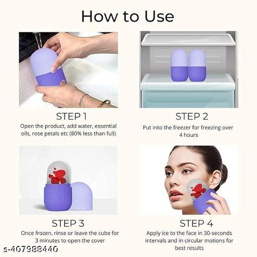 Combo of Ice Face Roller Massager, Ice Cube Roller For Face, Eyes And Neck Naturally Conditioning And Skin, De-Puff Eye Bags, Reduce Migraine Pain, Reusable Massage Silicone Ice Mold (Pack of 2) - Abnlas Women’s Daily-Use Beauty & Self-Care