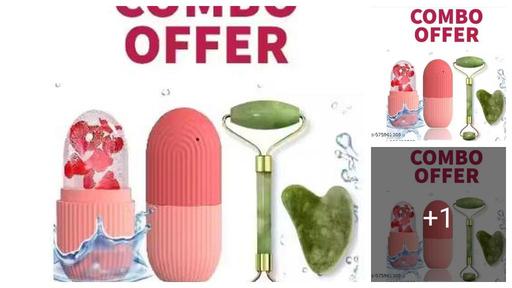  Face Stone Jade Roller Massager with Gua Sha Stone And Ice Roller Set Facial Roller 100% Natural Stone Jade Roller For Skin Eye Neck Body Ice Cube Roller Women Men Beauty Silicone Reusable