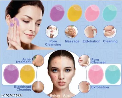 Combo Deal Siliconne Ice Roller(1), Head Massager(1), Sclap Face Massager(1)and Soft Face Srubber(2) for All Type Of Skin - Abnlas Women’s Daily-Use Beauty & Self-Care