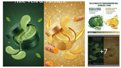 ২টি প্যাক - অ্যান্টি-এজিংয়ের জন্য ২৪ক স্বর্ণের আন্ডার আই প্যাচ এবং ডার্ক সার্কেল, রিঙ্কলস ও পাফিনেসের জন্য সি-উড হাইড্রেটিং আই প্যাচ - আন্ডার আই প্যাচ সেট (১২০ - প্যাচ)