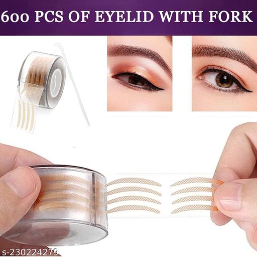 MKS WORLD 600 Pcs eyelid tape for double eyelid invisible waterproof , eyelid tape for hooded eyes Makeup Eyelid tape tools Sticker Strips with fork(Beige) - Abnlas Women’s Daily-Use Beauty & Self-Care