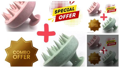 Stylish Hair Scalp Massager Shampoo Brush (Marble Pink & Green) With Soft Bristles For Men & Women | Promotes Hair Growth & Removes Dandruff | Couples Combo of 2 | Scalp Scrubber & Head Massager