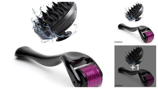 2 PCS COMBO OFFER ,Round Scalp Massager & Shampoo Brush,Hair Growth 0.5 mm with 540 Stainless Steel Needles | Repairs Damaged Hair, Activates Hair Follicles | For Hair Fall & Hair Thickening | Reduces Acne Scars | Safe & Effective To Use