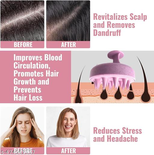 GREEN STAMP Stylish Hair Scalp Massager Shampoo Brush (Marble Pink & White) With Soft Bristles For Men & Women | Promotes Hair Growth & Removes Dandruff | Couples Combo of 2 | Scalp Scrubber & Head - Abnlas Women’s Daily-Use Beauty & Self-Care