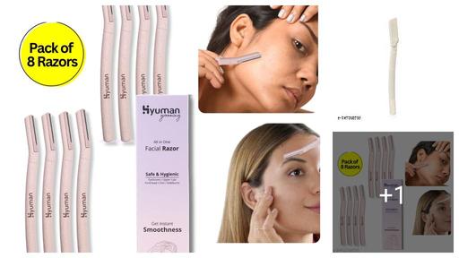 Hyuman® 8 pcs Eyebrow Painless Face razor for Women, Instant Shave, For Chin, Upper lip, Sideburns, Forehead, Facial Hair