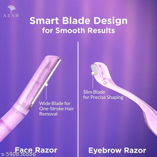 Face & Eyebrow Razor Combo| Instant & Painless Facial Hair Removal |Pack of 1 Face & 1 Eyebrow Razor| For Eyebrows, Upper Lip, Forehead, Peach Fuzz | Dermaplaning Tool | All Skin Types - Abnlas Women’s Daily-Use Beauty & Self-Care