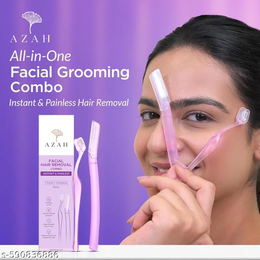 Face & Eyebrow Razor Combo| Instant & Painless Facial Hair Removal |Pack of 1 Face & 1 Eyebrow Razor| For Eyebrows, Upper Lip, Forehead, Peach Fuzz | Dermaplaning Tool | All Skin Types - Abnlas Women’s Daily-Use Beauty & Self-Care