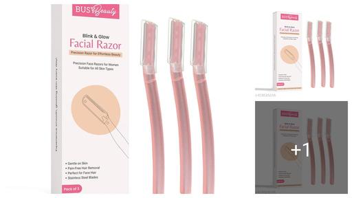 Busy Beauty  Face Razor For Women Facial Hair - 3 | Instant Glow & Painless Hair Removal | For Eyebrows, Upper Lip, Chin, Peach Fuzz, Forehead, Unibrow, Sideburns