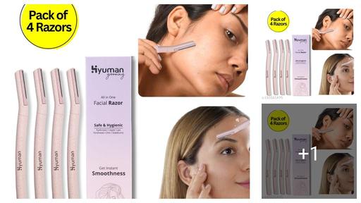 Hyuman® Eyebrow & Face Razor for Women 4 Units | German Stainless Steel Blade | Reusable Painless  Hair Removal | Eyebrow Shaper | Shaver for Chin, Upper lip, Side Locks, Forehead