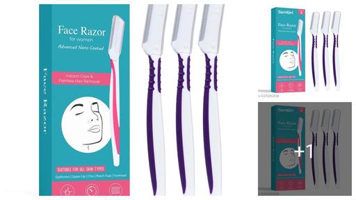 SaniGirl Reusable Face Razor For Women Facial Hair - 3 | Instant Glow & Painless Hair Removal | For Eyebrows, Upper Lip, Chin, Peach Fuzz, Forehead, Unibrow, Sideburns