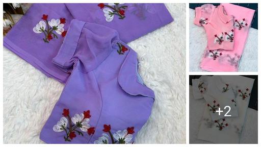 Presenting Special Gerogtte Party Wear Saree And chain Stich work  