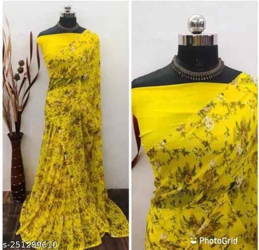 yellow saree for haldi function with blouse - amamestyle